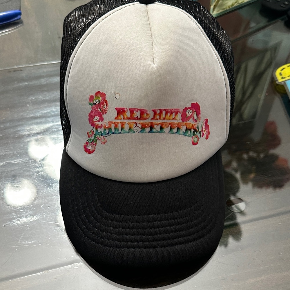 Black and White Trucker Hat. Red chili peppers